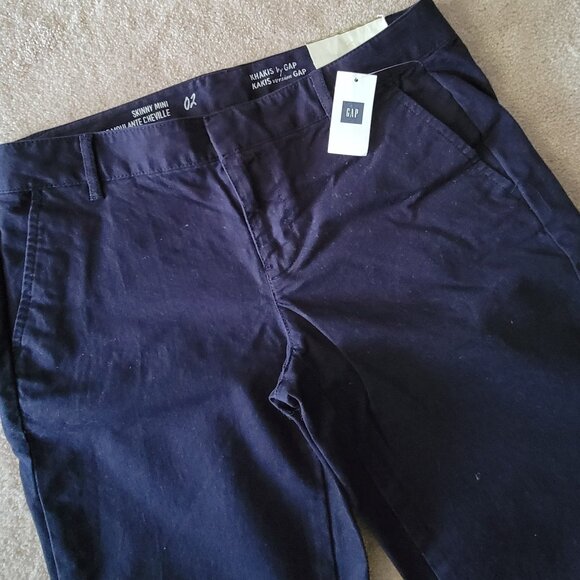 New GAP Khakis NWT Skinny Mini Size 2 Pants Navy Blue Brand New - Picture 1 of 7